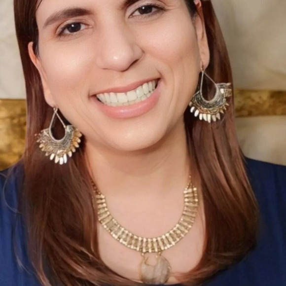 🆕️Antique Gold Boho Chic Natural Stone Statement Necklace Handmade in India - Picture 6 of 10